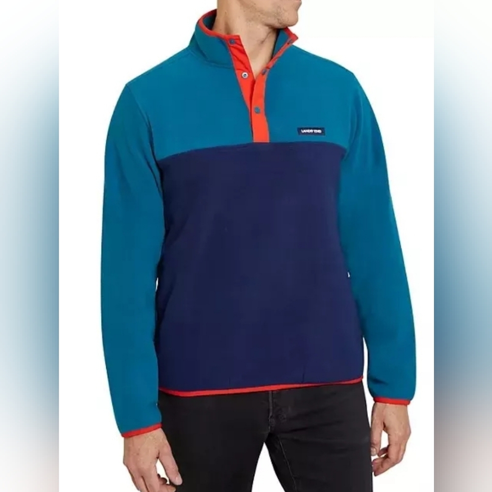 Nwt Lands End neck snap pullover fleece sweater jacket